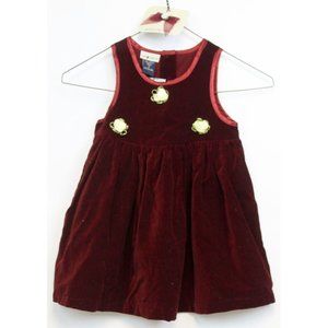 VTG 90s NWT The Limited Red Velvet Toddler Dress Size 2 Matching Bow Hair Clip